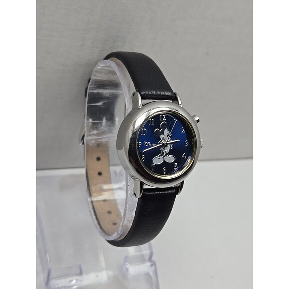 Disney by Seiko Mickey Mouse Musical Quartz Watch Navy Dial Leather New Battery - Picture 3 of 12